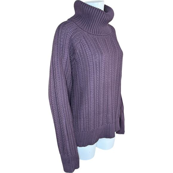 Studio Park Shawn Killinger Cold Shoulder Cable Knit Sweater Huckleberry Large - Picture 9 of 12